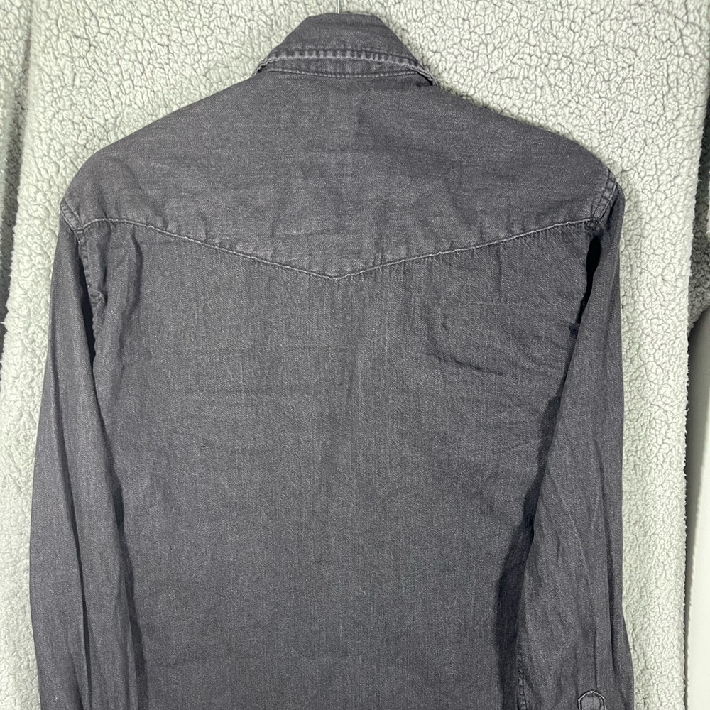 Gap denim shirt women’s size medium western pearl snap black w - Picture 5 of 11